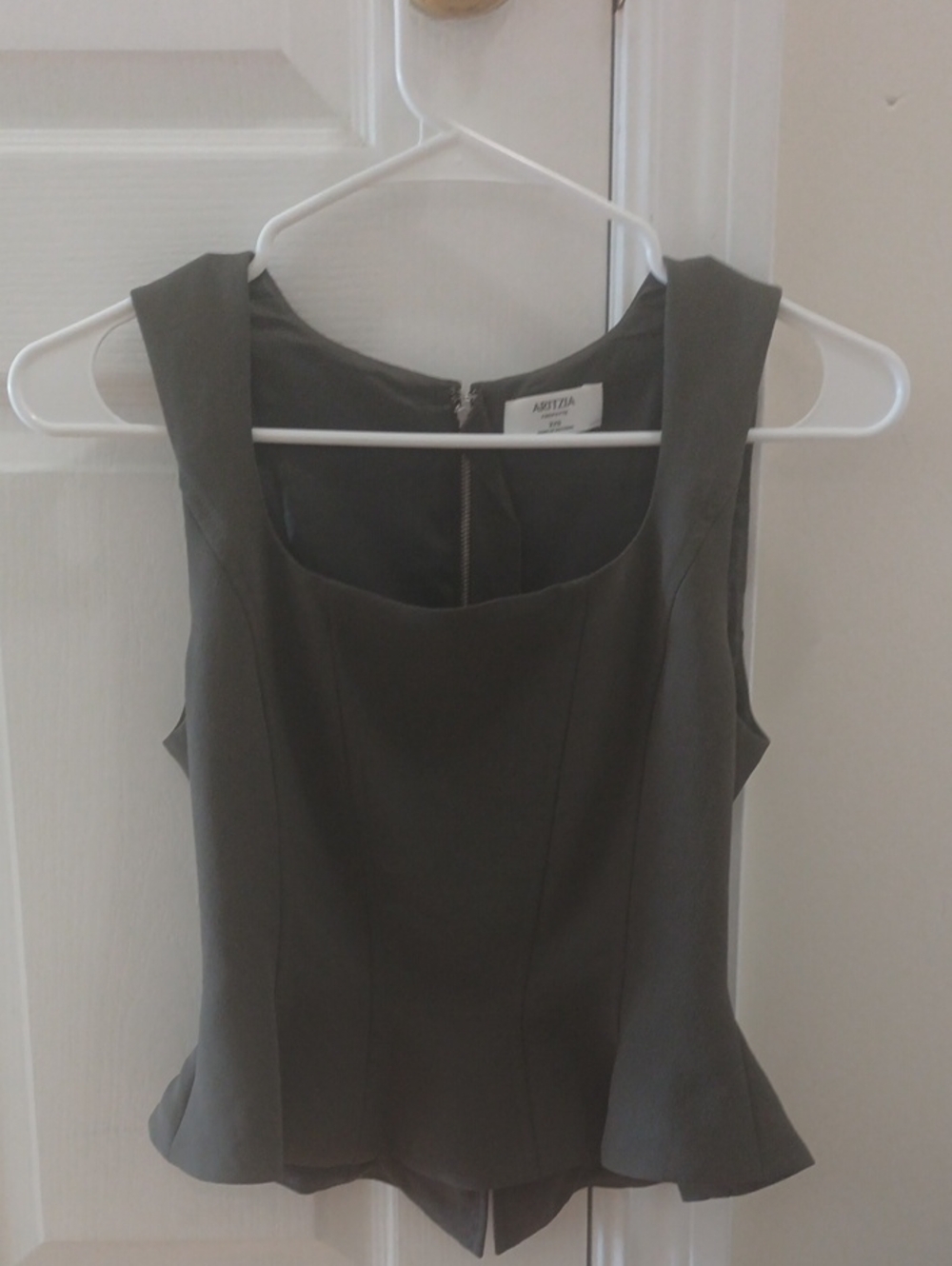 Aritzia Olive Peplum Sleeveless Top